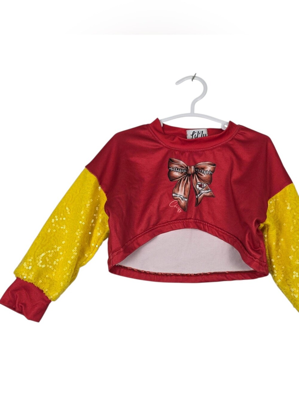 Lilly In The Valley Kansas City Chiefs Toddler Sequin Longsleeve Crop Top Sz 2T